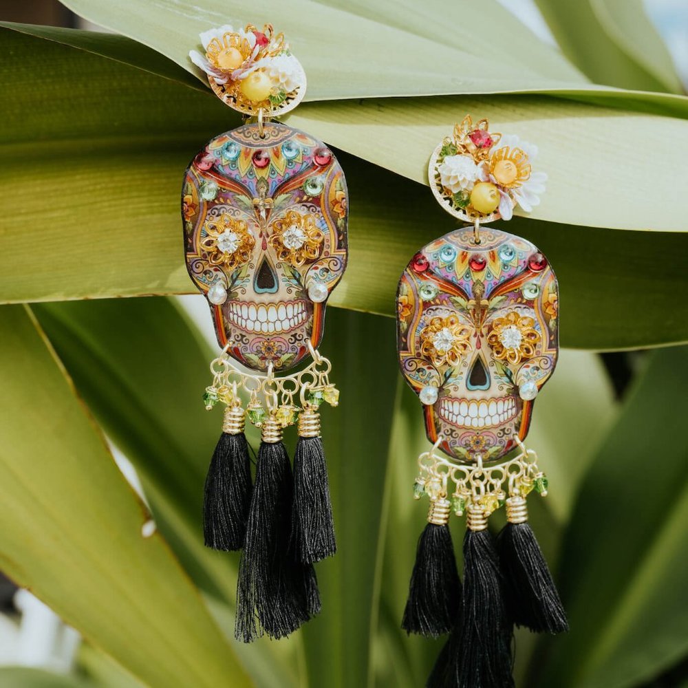 Artisanal Calacas Fringe Earrings